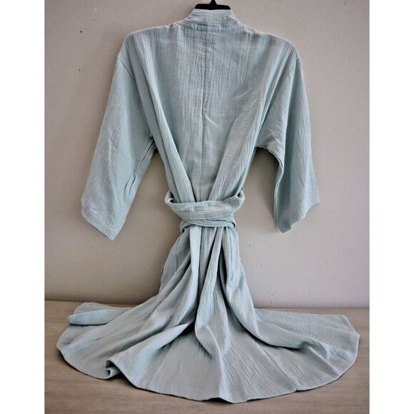 Bliss BS7185D Women's Sz L/XL Light Green Zen Garden 100% Cotton Spa Robe - Picture 2 of 10